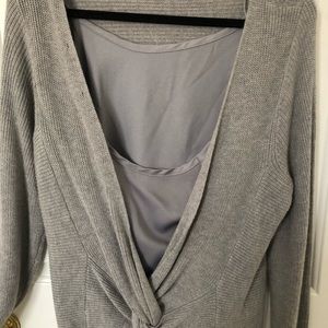 Woman’s dark Heather gray sweater/ cami Reversible  and pieces worn Separately
